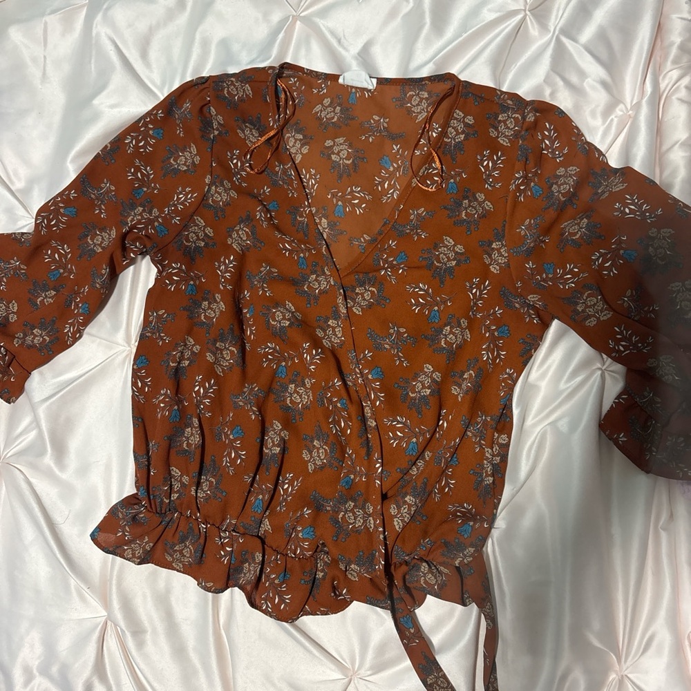 Floral Wrap Blouse